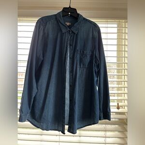 J Jill Blue Denim Button button down Shirt L